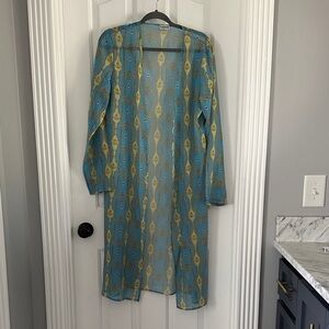 Chic Blue and Gold Swim Cover-Up